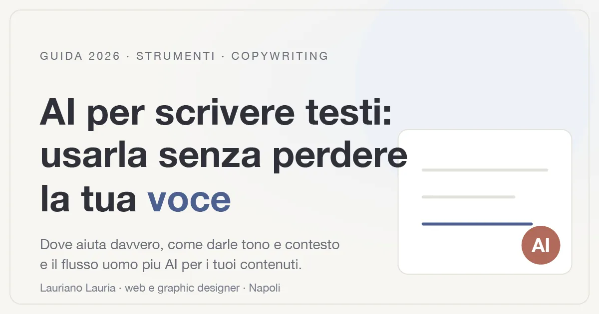 Illustrazione con il titolo dell'articolo sull'uso dell'AI per scrivere testi mantenendo la propria voce