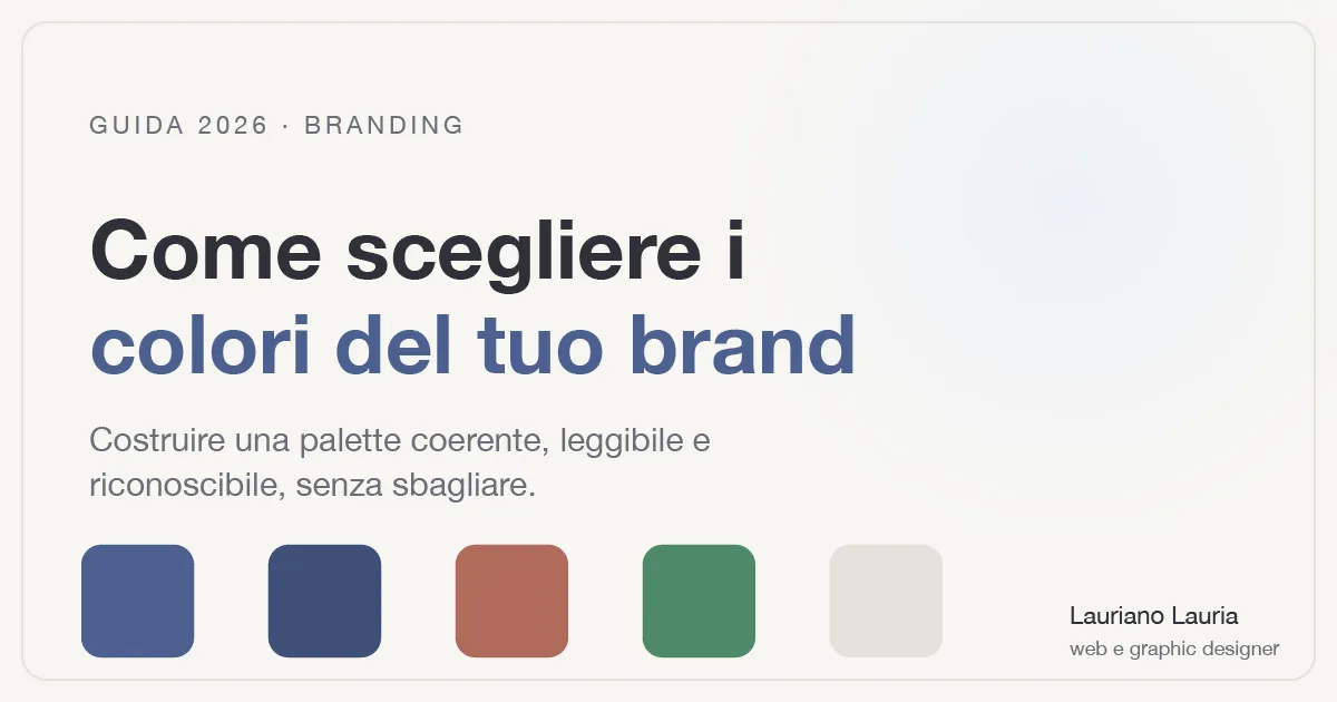 Illustrazione con campioni di colore di una palette di brand: primario, secondari, neutri e accento.