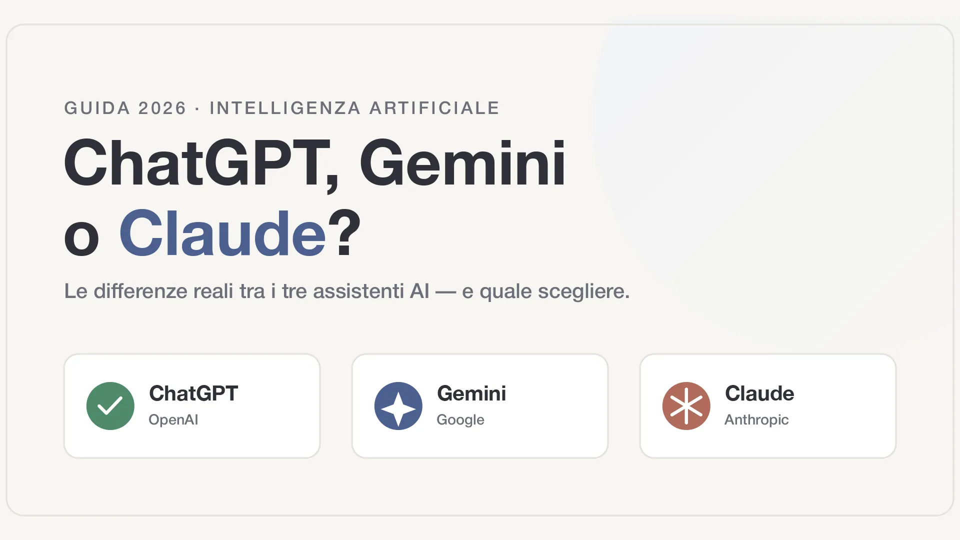 ChatGPT, Gemini e Claude a confronto — i tre assistenti AI